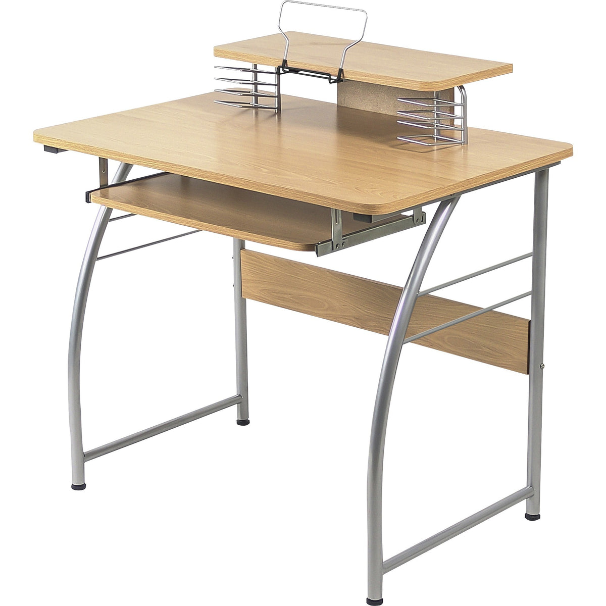 Lorell Computer Desk with Upper Shelf - Laminated Rectangle Top - 23.60" Table Top Width x 35.40" Table Top Depth - 35.2