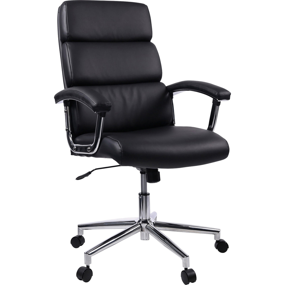 Lorell Vuelo Modern Bonded-Leather Office Chairs - Black Seat Color - Bonded Leather Seat Material - Black Back Color - 