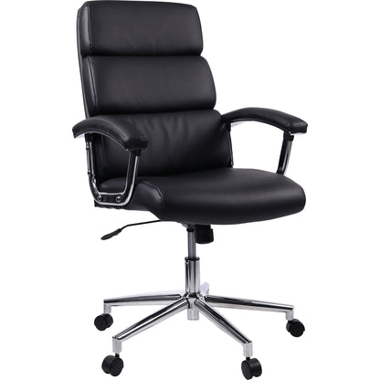 Lorell Vuelo Modern Bonded-Leather Office Chairs - Black Seat Color - Bonded Leather Seat Material - Black Back Color - 