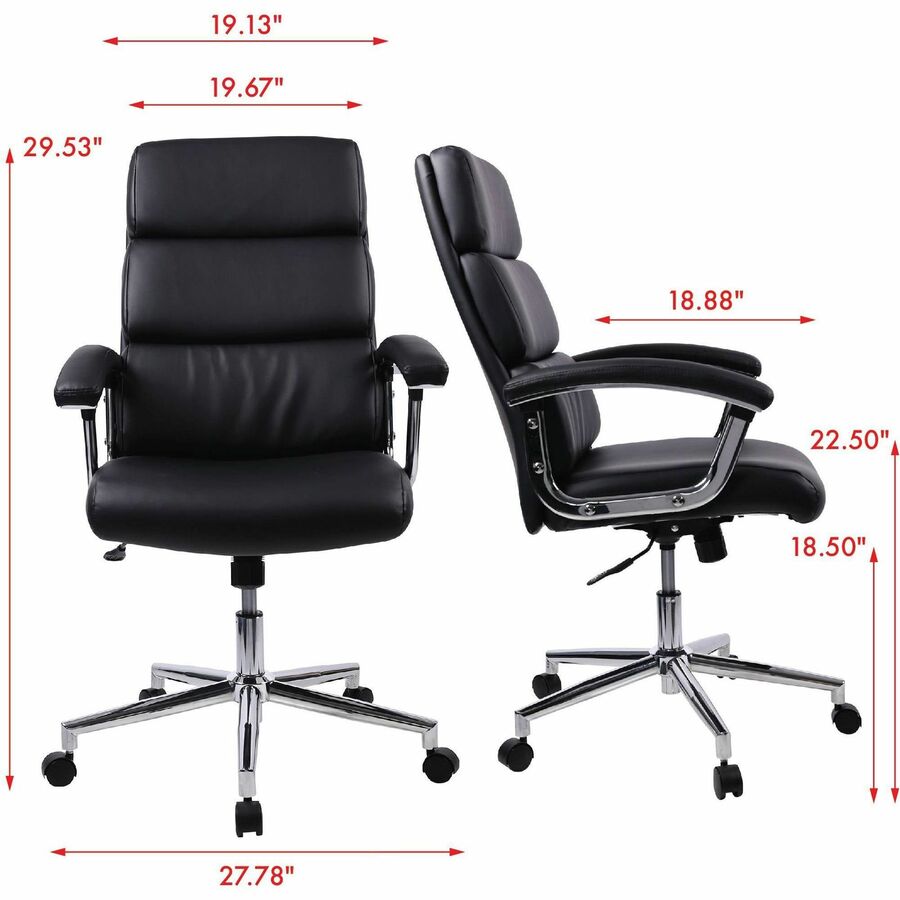 Lorell Vuelo Modern Bonded-Leather Office Chairs - Black Seat Color - Bonded Leather Seat Material - Black Back Color - 