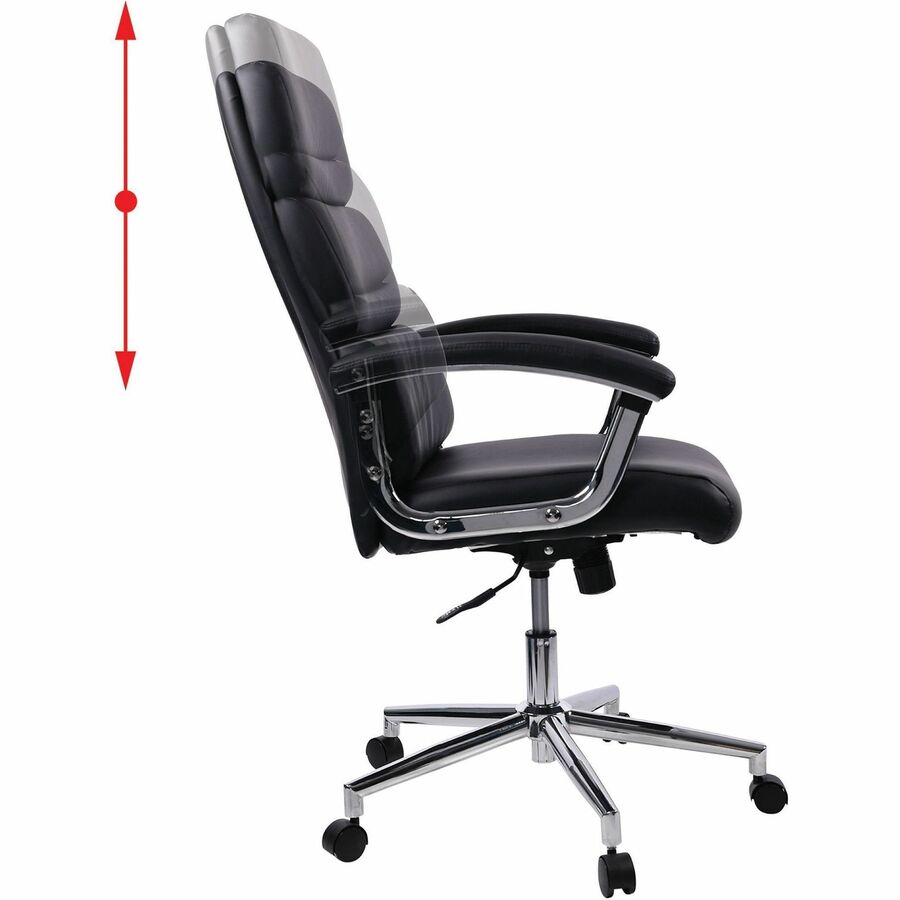Lorell Vuelo Modern Bonded-Leather Office Chairs - Black Seat Color - Bonded Leather Seat Material - Black Back Color - 