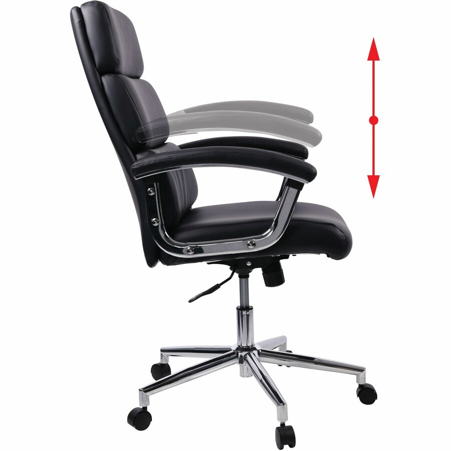 Lorell Vuelo Modern Bonded-Leather Office Chairs - Black Seat Color - Bonded Leather Seat Material - Black Back Color - 