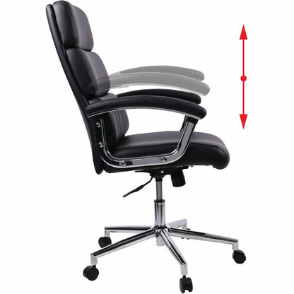 Lorell Vuelo Modern Bonded-Leather Office Chairs - Black Seat Color - Bonded Leather Seat Material - Black Back Color - 