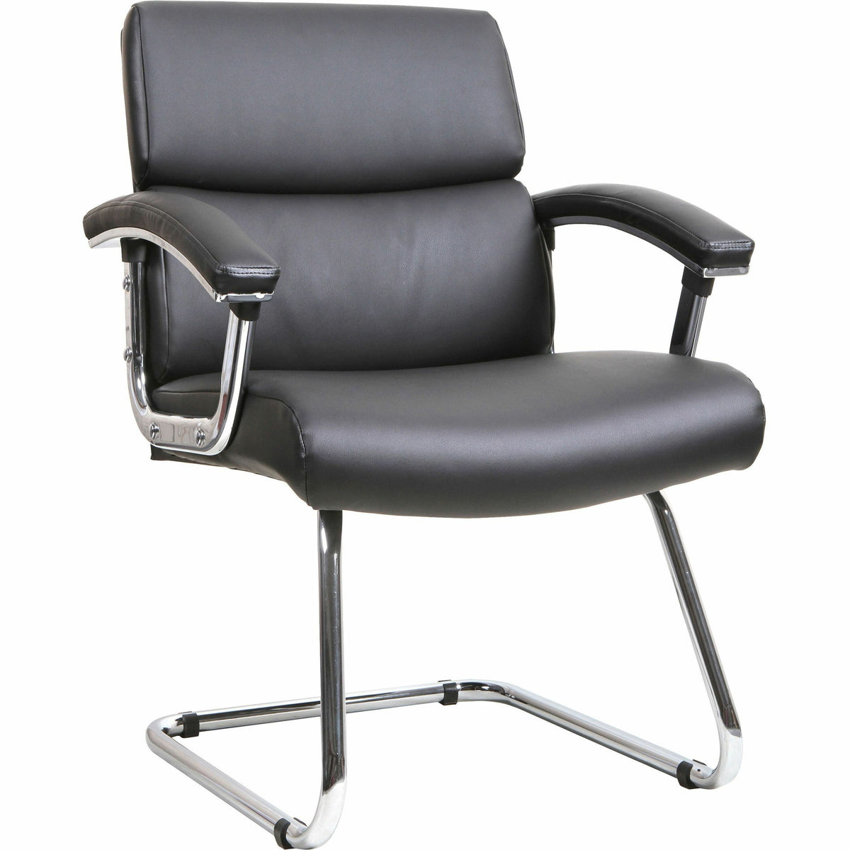 Lorell Vuelo Modern Bonded-Leather Office Chairs - Black Seat Color - Bonded Leather Seat Material - Black Back Color - 
