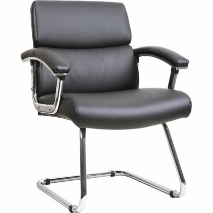 Lorell Vuelo Modern Bonded-Leather Office Chairs - Black Seat Color - Bonded Leather Seat Material - Black Back Color - 
