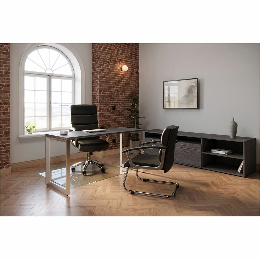 Lorell Vuelo Modern Bonded-Leather Office Chairs - Black Seat Color - Bonded Leather Seat Material - Black Back Color - 