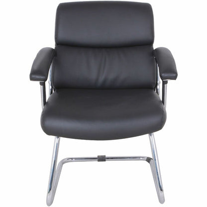 Lorell Vuelo Modern Bonded-Leather Office Chairs - Black Seat Color - Bonded Leather Seat Material - Black Back Color - 