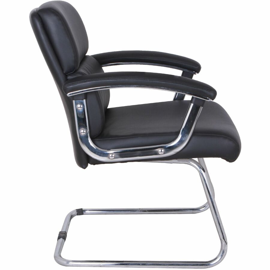 Lorell Vuelo Modern Bonded-Leather Office Chairs - Black Seat Color - Bonded Leather Seat Material - Black Back Color - 