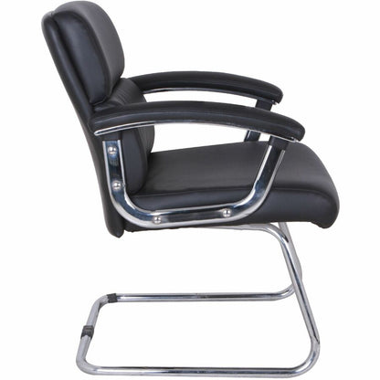 Lorell Vuelo Modern Bonded-Leather Office Chairs - Black Seat Color - Bonded Leather Seat Material - Black Back Color - 