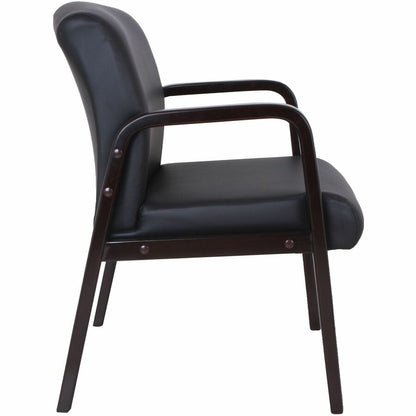Lorell Upholstered Guest Chair - Black Seat Color - Bonded Leather Seat Material - Black Back Color - Bonded Leather Bac