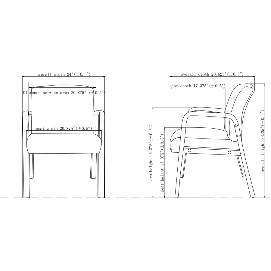 Lorell Upholstered Guest Chair - Black Seat Color - Bonded Leather Seat Material - Black Back Color - Bonded Leather Bac