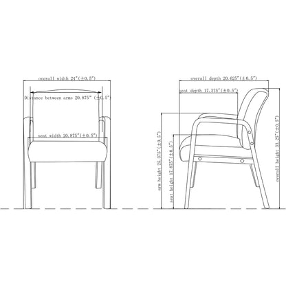 Lorell Upholstered Guest Chair - Black Seat Color - Bonded Leather Seat Material - Black Back Color - Bonded Leather Bac