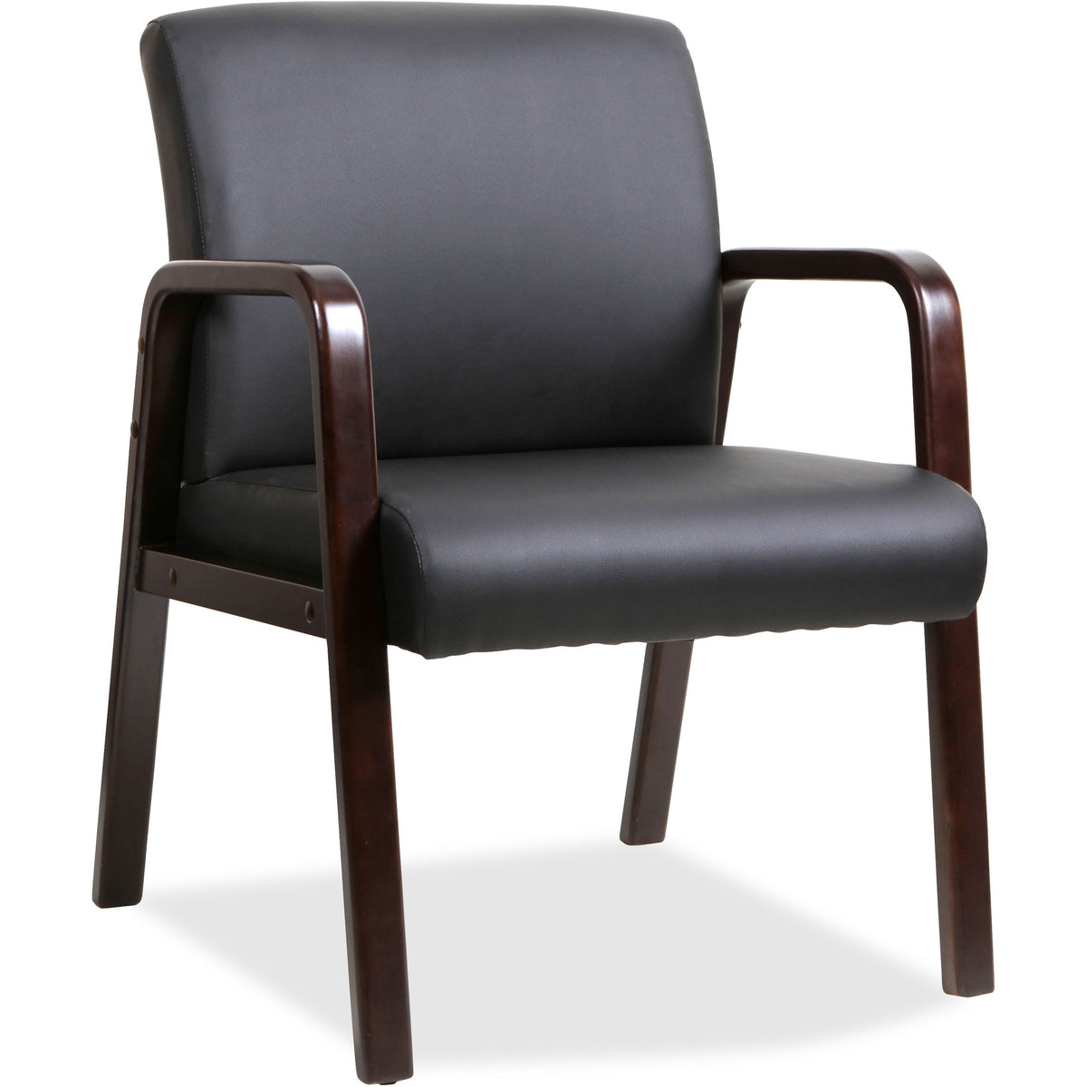 Lorell Upholstered Guest Chair - Black Seat Color - Bonded Leather Seat Material - Black Back Color - Bonded Leather Bac
