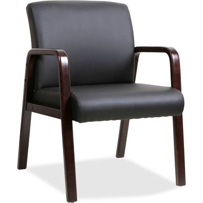 Lorell Upholstered Guest Chair - Black Seat Color - Bonded Leather Seat Material - Black Back Color - Bonded Leather Bac