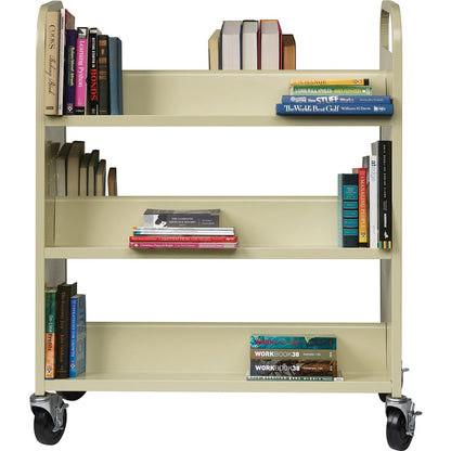 Lorell Double-sided Book Cart - 6 Shelf - 200 lb Load Capacity - 5" Caster Size - Steel - 36" Width x 19" Depth x 46" He