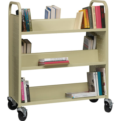 Lorell Double-sided Book Cart - 6 Shelf - 200 lb Load Capacity - 5" Caster Size - Steel - 36" Width x 19" Depth x 46" He