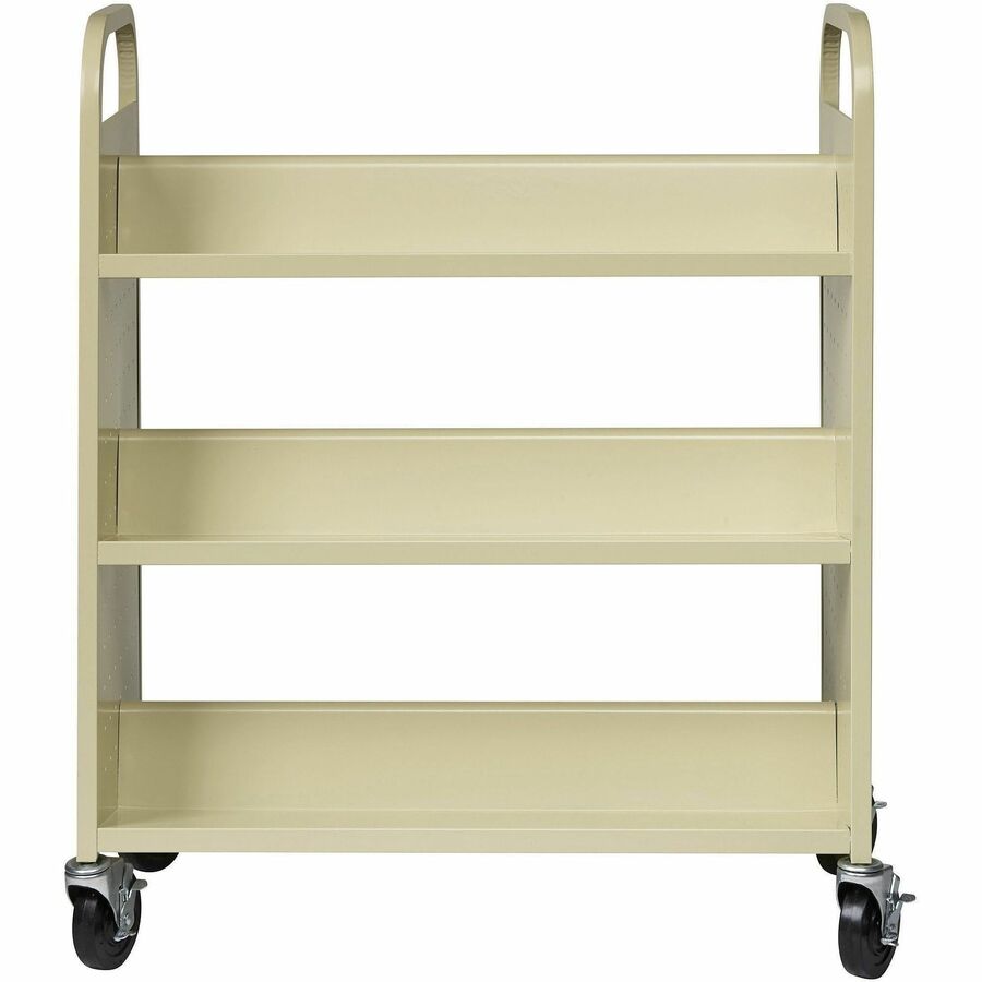 Lorell Double-sided Book Cart - 6 Shelf - 200 lb Load Capacity - 5" Caster Size - Steel - 36" Width x 19" Depth x 46" He