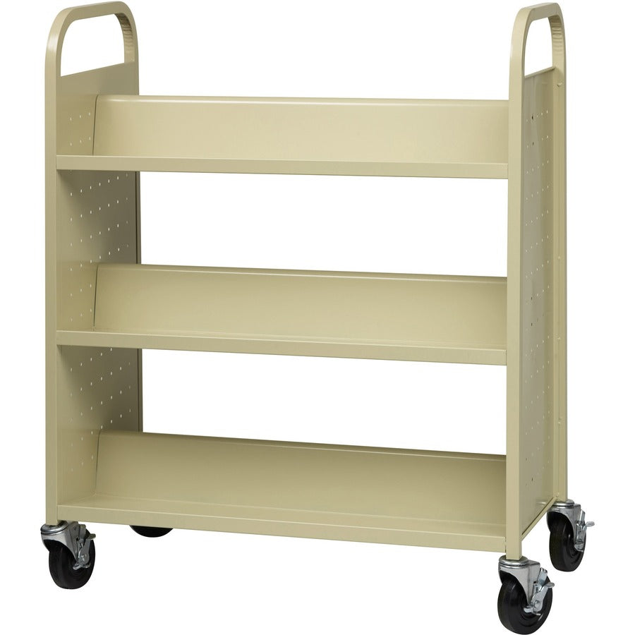 Lorell Double-sided Book Cart - 6 Shelf - 200 lb Load Capacity - 5" Caster Size - Steel - 36" Width x 19" Depth x 46" He