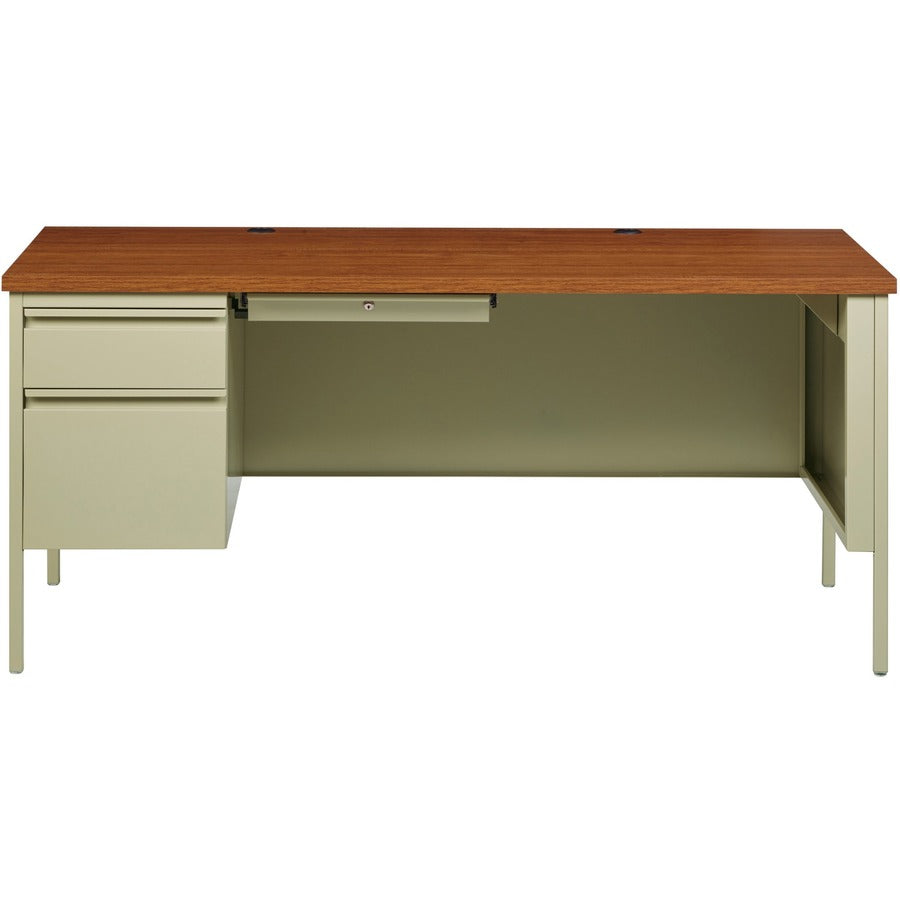 Lorell Fortress Series Left-Pedestal Desk - Rectangle Top - 66" Table Top Width x 30" Table Top Depth x 1.12" Table Top 