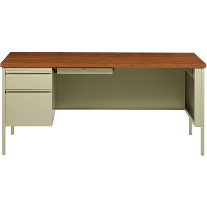 Lorell Fortress Series Left-Pedestal Desk - Rectangle Top - 66" Table Top Width x 30" Table Top Depth x 1.12" Table Top 