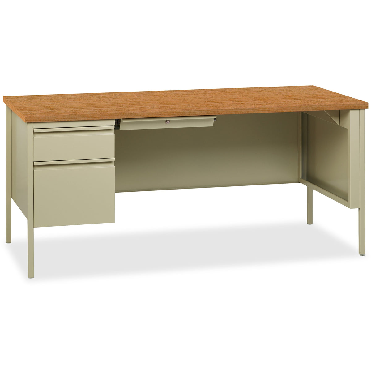 Lorell Fortress Series Left-Pedestal Desk - Rectangle Top - 66" Table Top Width x 30" Table Top Depth x 1.12" Table Top 