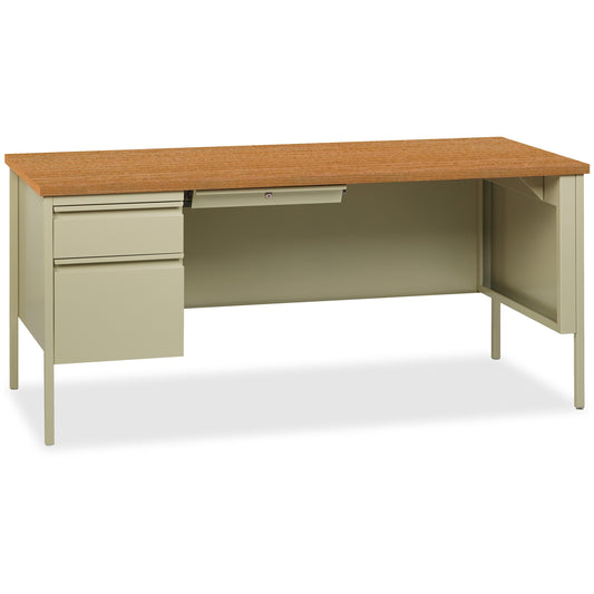 Lorell Fortress Series Left-Pedestal Desk - Rectangle Top - 66" Table Top Width x 30" Table Top Depth x 1.12" Table Top 