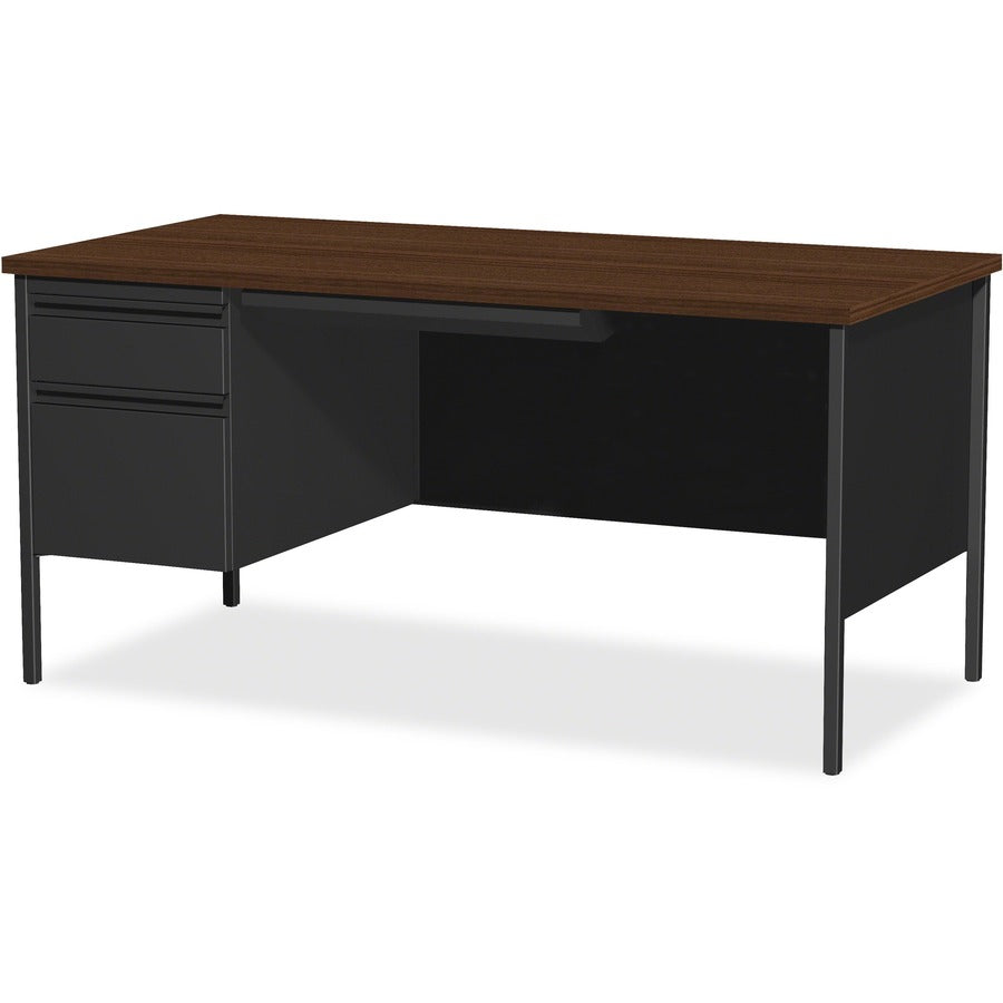 Lorell Fortress Series Left-Pedestal Desk - Rectangle Top - 66" Table Top Width x 30" Table Top Depth x 1.12" Table Top 