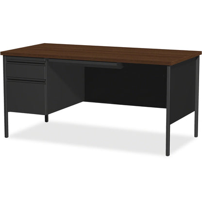 Lorell Fortress Series Left-Pedestal Desk - Rectangle Top - 66" Table Top Width x 30" Table Top Depth x 1.12" Table Top 