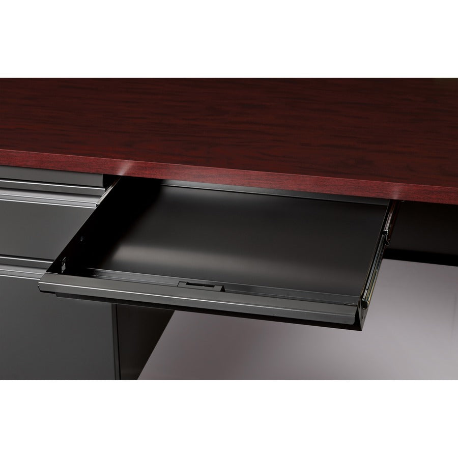 Lorell Fortress Series Left-Pedestal Desk - Rectangle Top - 66" Table Top Width x 30" Table Top Depth x 1.12" Table Top 