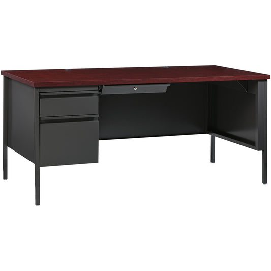 Lorell Fortress Series Left-Pedestal Desk - Rectangle Top - 66" Table Top Width x 30" Table Top Depth x 1.12" Table Top 