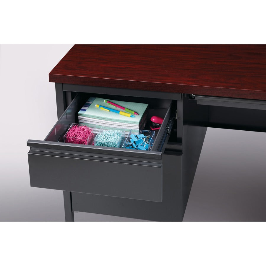 Lorell Fortress Series Left-Pedestal Desk - Rectangle Top - 66" Table Top Width x 30" Table Top Depth x 1.12" Table Top 