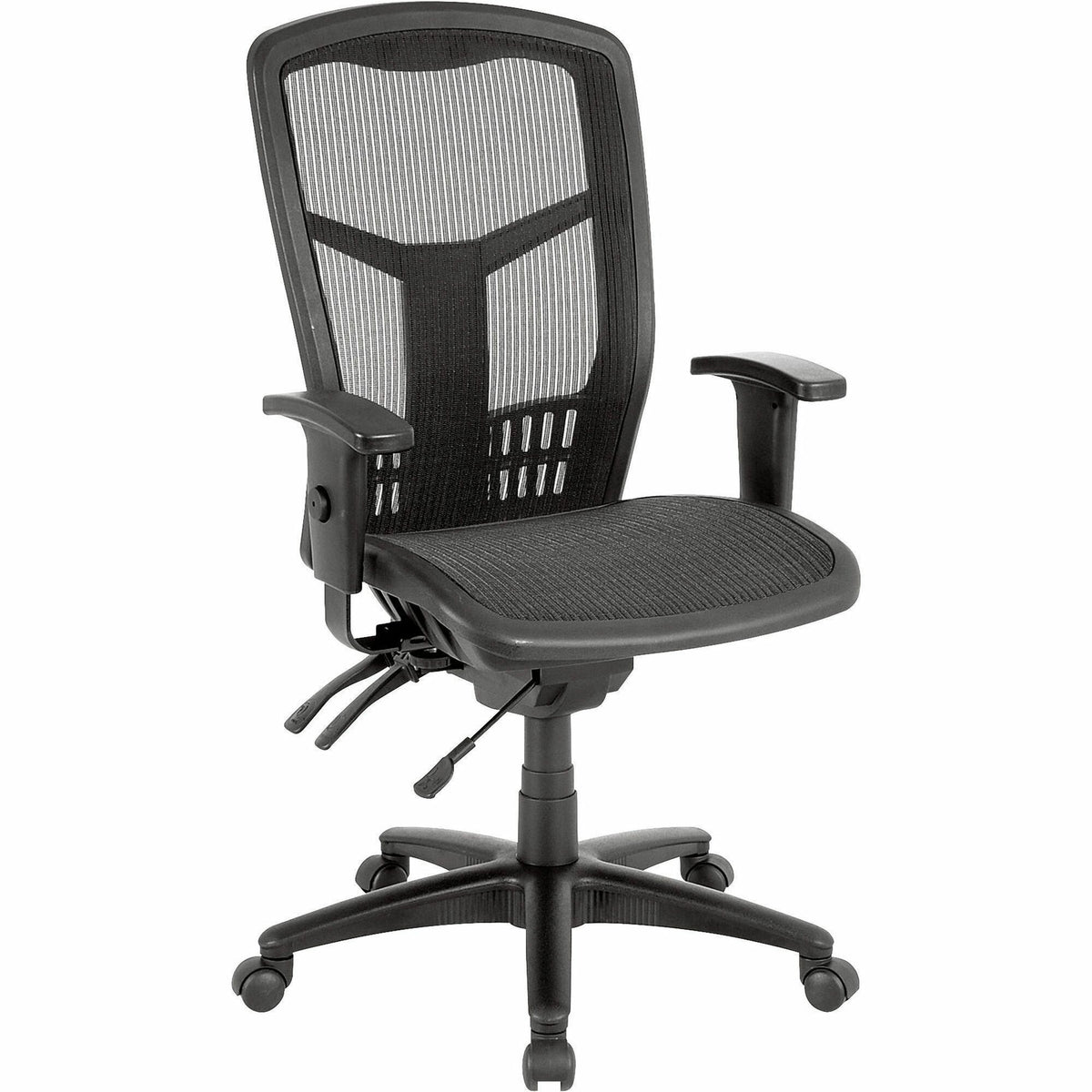 Lorell Executive Mesh High-Back Swivel Office Chair - Black Seat Color - Mesh Seat Material - Black Frame Color - 1 Each