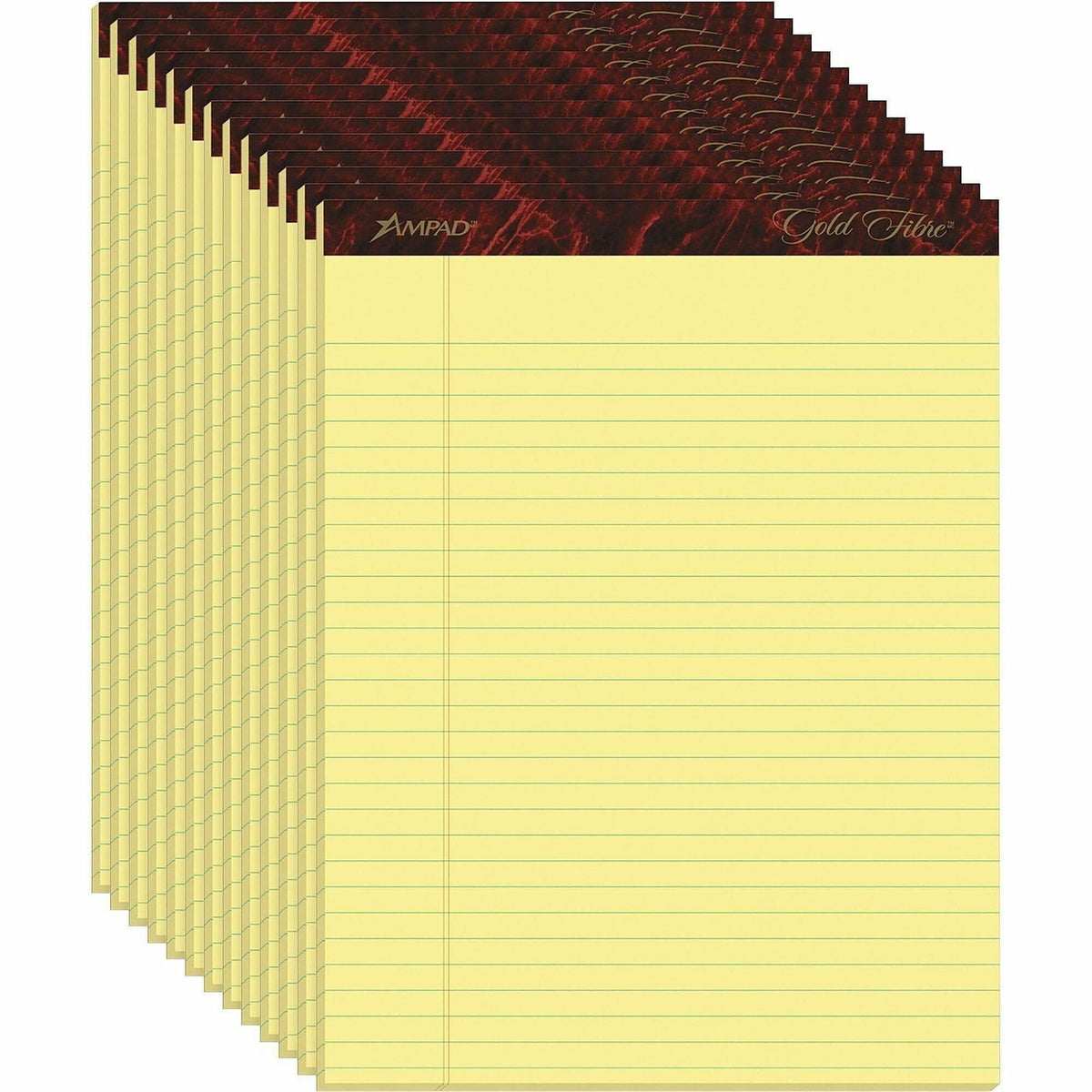 Ampad Gold Fibre Premium Rule Writing Pads - Letter - 50 Sheets - Watermark - Stapled/Glued - 0.34" Ruled - 16 lb Basis 