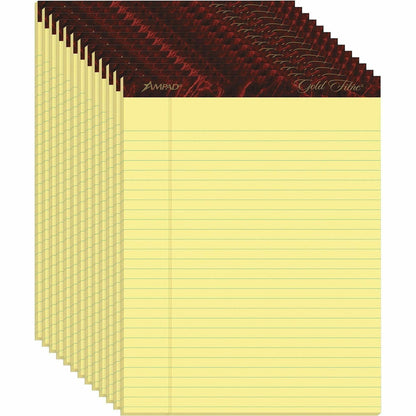 Ampad Gold Fibre Premium Rule Writing Pads - Letter - 50 Sheets - Watermark - Stapled/Glued - 0.34" Ruled - 16 lb Basis 