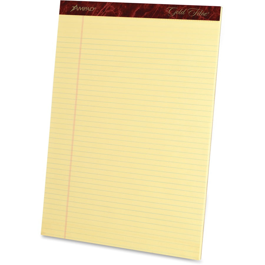 Ampad Gold Fibre Narrow Rule Writing Pads - 50 Sheets - Watermark - Stapled/Glued - 0.25" Ruled - 16 lb Basis Weight - L
