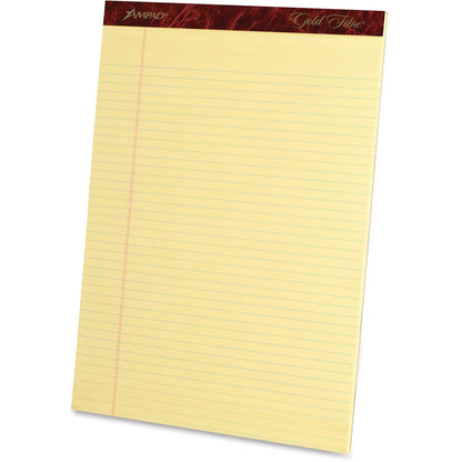 Ampad Gold Fibre Narrow Rule Writing Pads - 50 Sheets - Watermark - Stapled/Glued - 0.25" Ruled - 16 lb Basis Weight - L