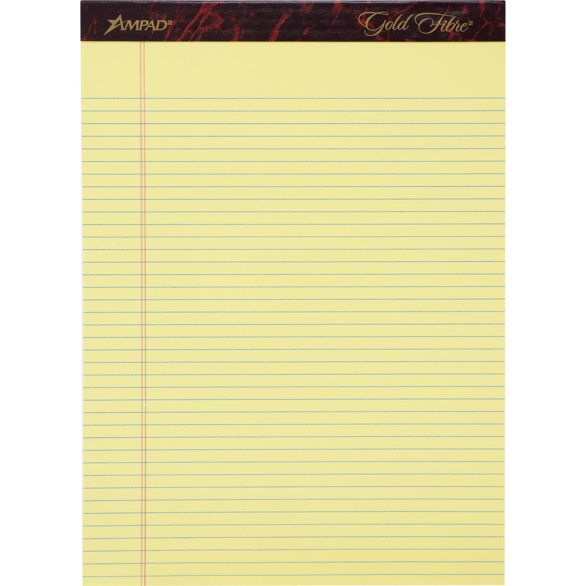 Ampad Gold Fibre Narrow Rule Writing Pads - 50 Sheets - Watermark - Stapled/Glued - 0.25" Ruled - 16 lb Basis Weight - L