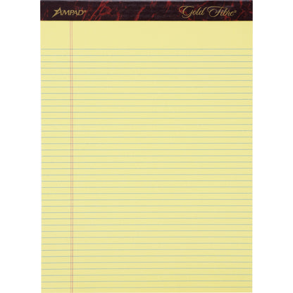 Ampad Gold Fibre Narrow Rule Writing Pads - 50 Sheets - Watermark - Stapled/Glued - 0.25" Ruled - 16 lb Basis Weight - L