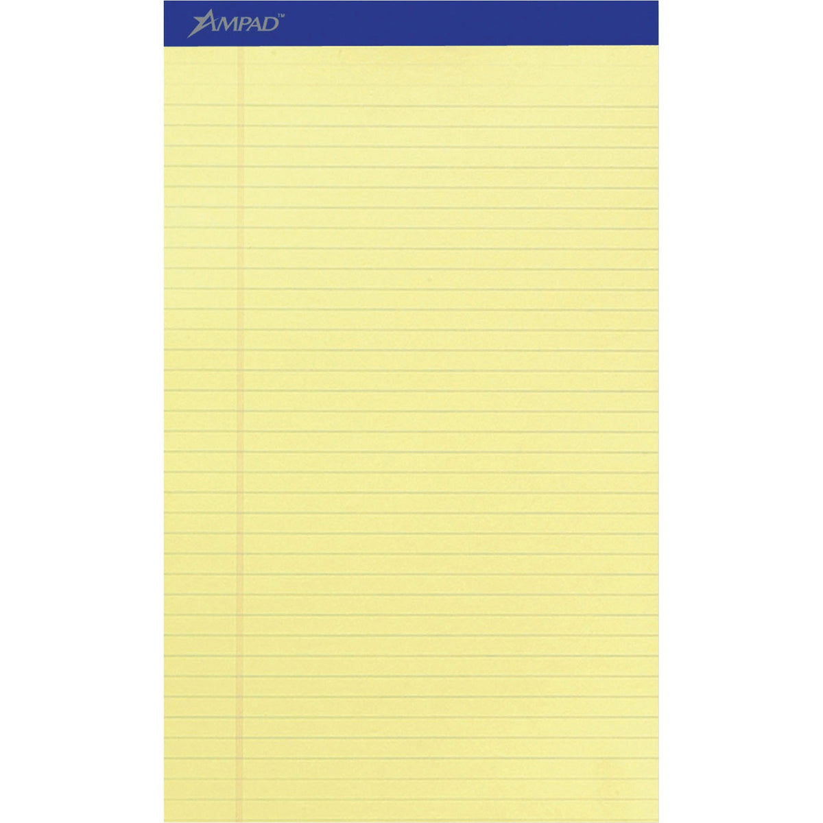 Ampad Writing Pad - 50 Sheets - Stapled - 0.34" Ruled - 15 lb Basis Weight - Legal - 8 1/2" x 14" Sheet Size - Canary Ye