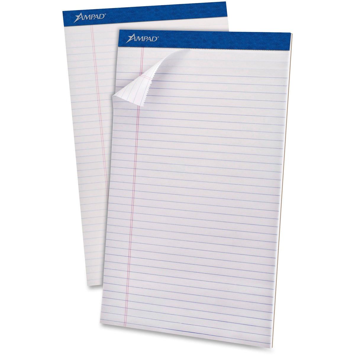 Ampad Perforated Ruled Pads - Legal - 50 Sheets - Stapled - 0.34" Ruled - 20 lb Basis Weight - Legal - 8 1/2" x 14" Shee