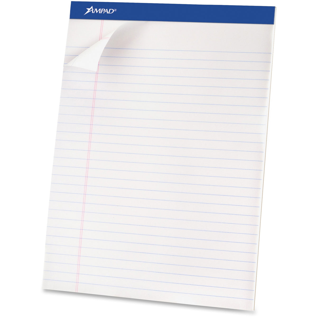Ampad Basic Perforated Writing Pads - 50 Sheets - Stapled - 0.34" Ruled - 15 lb Basis Weight - 8 1/2" x 11 3/4" Sheet Si