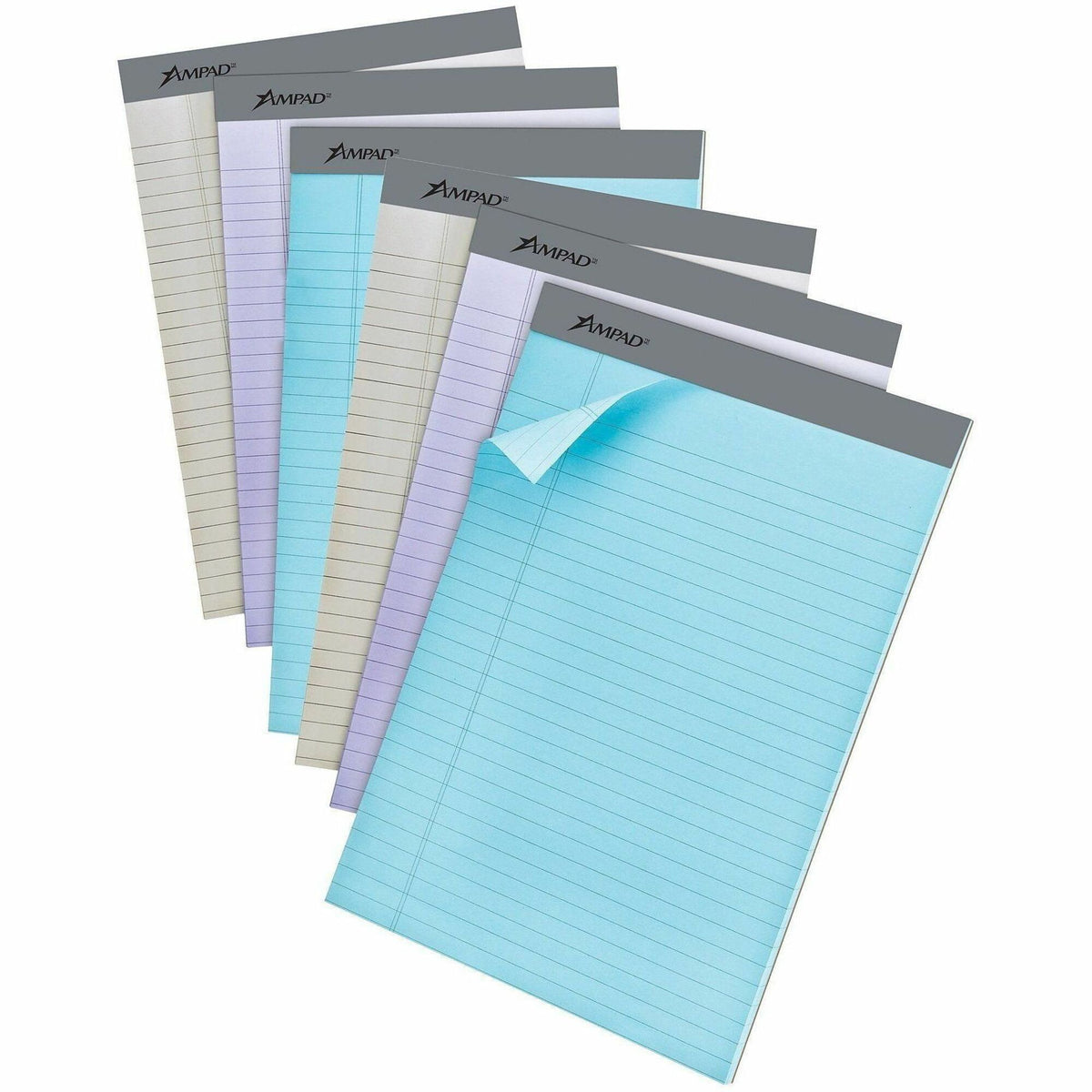 Ampad Pastel Perforated Pad - 50 Sheets - 0.34" Ruled - 15 lb Basis Weight - Letter - 8 1/2" x 11" Sheet Size - Micro Pe