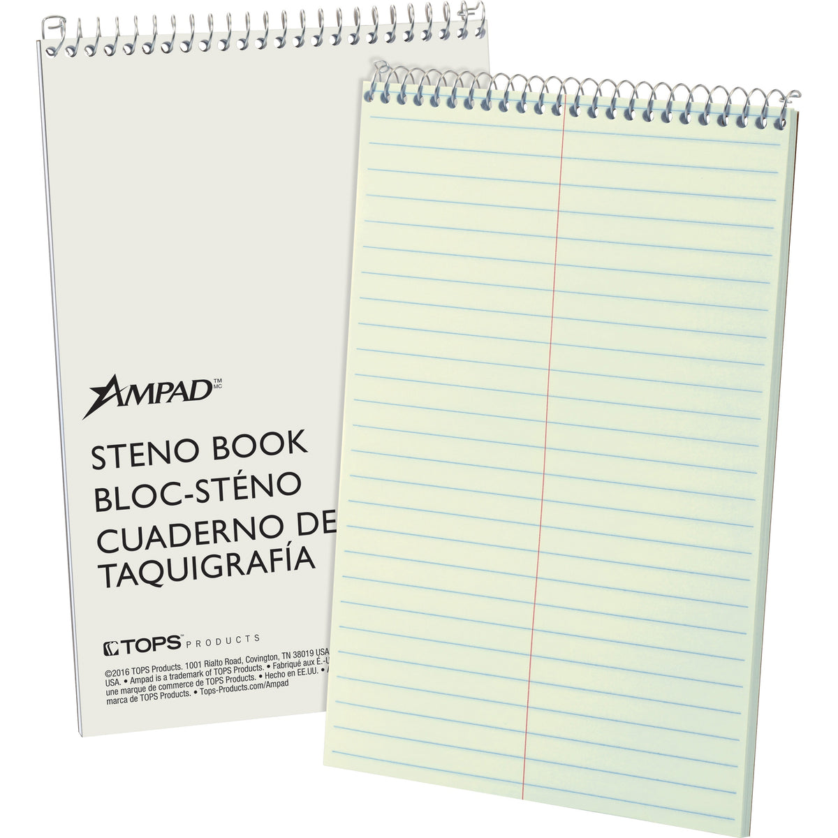 Ampad Kraft Cover Steno Book - 80 Sheets - Wire Bound - Front Ruling Surface - 0.34" Ruled - Gregg Ruled Margin - 15 lb 