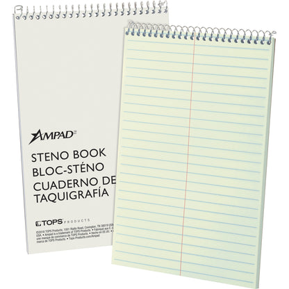 Ampad Kraft Cover Steno Book - 80 Sheets - Wire Bound - Front Ruling Surface - 0.34" Ruled - Gregg Ruled Margin - 15 lb 