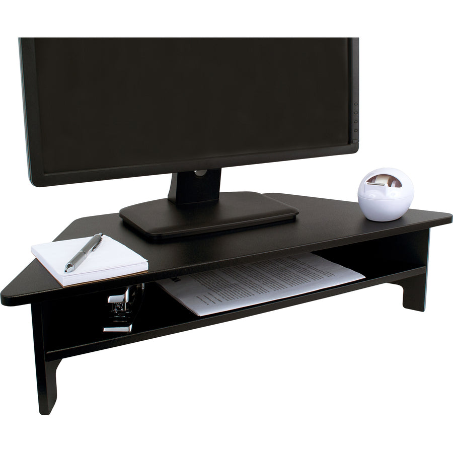Victor High Rise Monitor Stand - 7.50" Height x 27" Width x 11.50" Depth - Wood, Laminate - Black - 1 Each