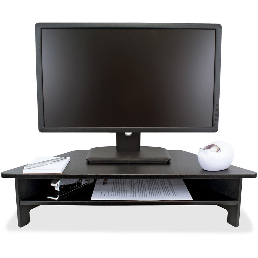 Victor High Rise Monitor Stand - 7.50" Height x 27" Width x 11.50" Depth - Wood, Laminate - Black - 1 Each