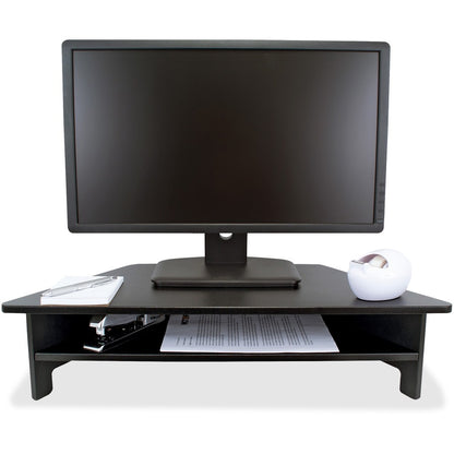 Victor High Rise Monitor Stand - 7.50" Height x 27" Width x 11.50" Depth - Wood, Laminate - Black - 1 Each