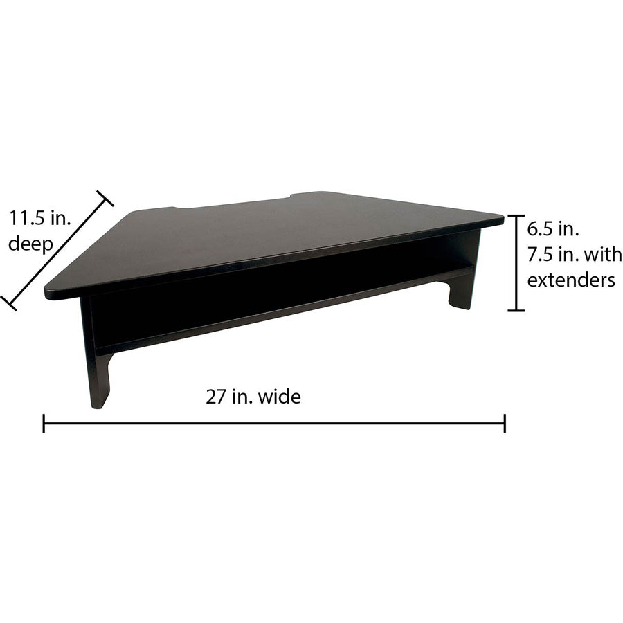 Victor High Rise Monitor Stand - 7.50" Height x 27" Width x 11.50" Depth - Wood, Laminate - Black - 1 Each