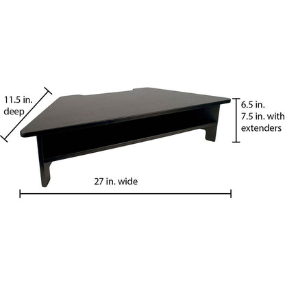 Victor High Rise Monitor Stand - 7.50" Height x 27" Width x 11.50" Depth - Wood, Laminate - Black - 1 Each