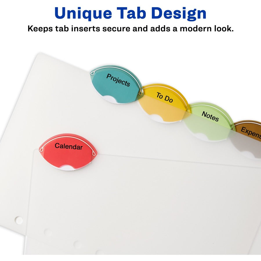 Avery® Insertable Style Edge Plastic Mini Dividers for 3 Ring Binders, 5.5" x 8.5" , 5-Tab Set, Multicolor, 1 Set (11118
